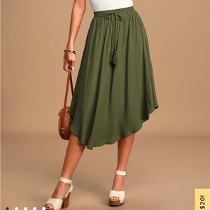 Lulus Green Midi Skirt